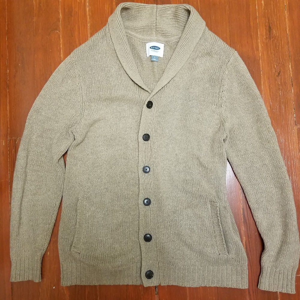 Old Navy tan/beige button up men's cardigan size L